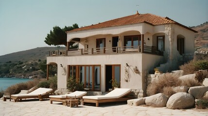 Potrait of richman exotic house in the island near exotic beach in Turkey AI Generated Image