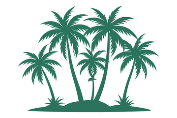 Obraz premium Coconut Palm Trees on Beach Island Drawing