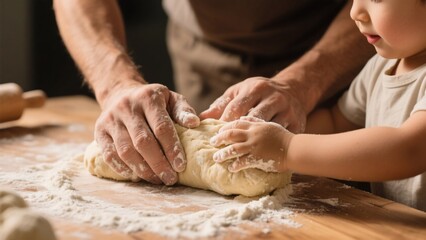 Father and Child Baking