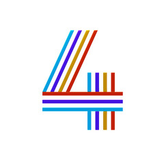 Obraz premium 3D Number 4 Shape Parallel lines Text