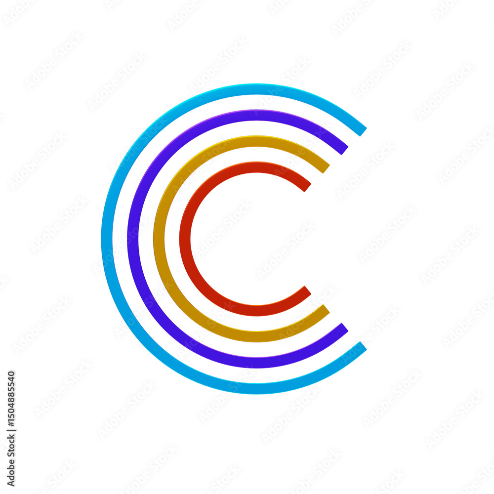 Fototapete c letter 3d shape parallel lines text