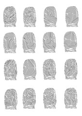 Abstract vector art representing marbling fingerprint-like designs, blending organic flow with intricate detail.