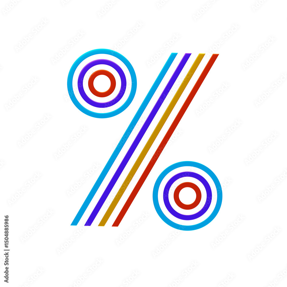 Fototapete percent sign symbol 3d shape parallel lines text