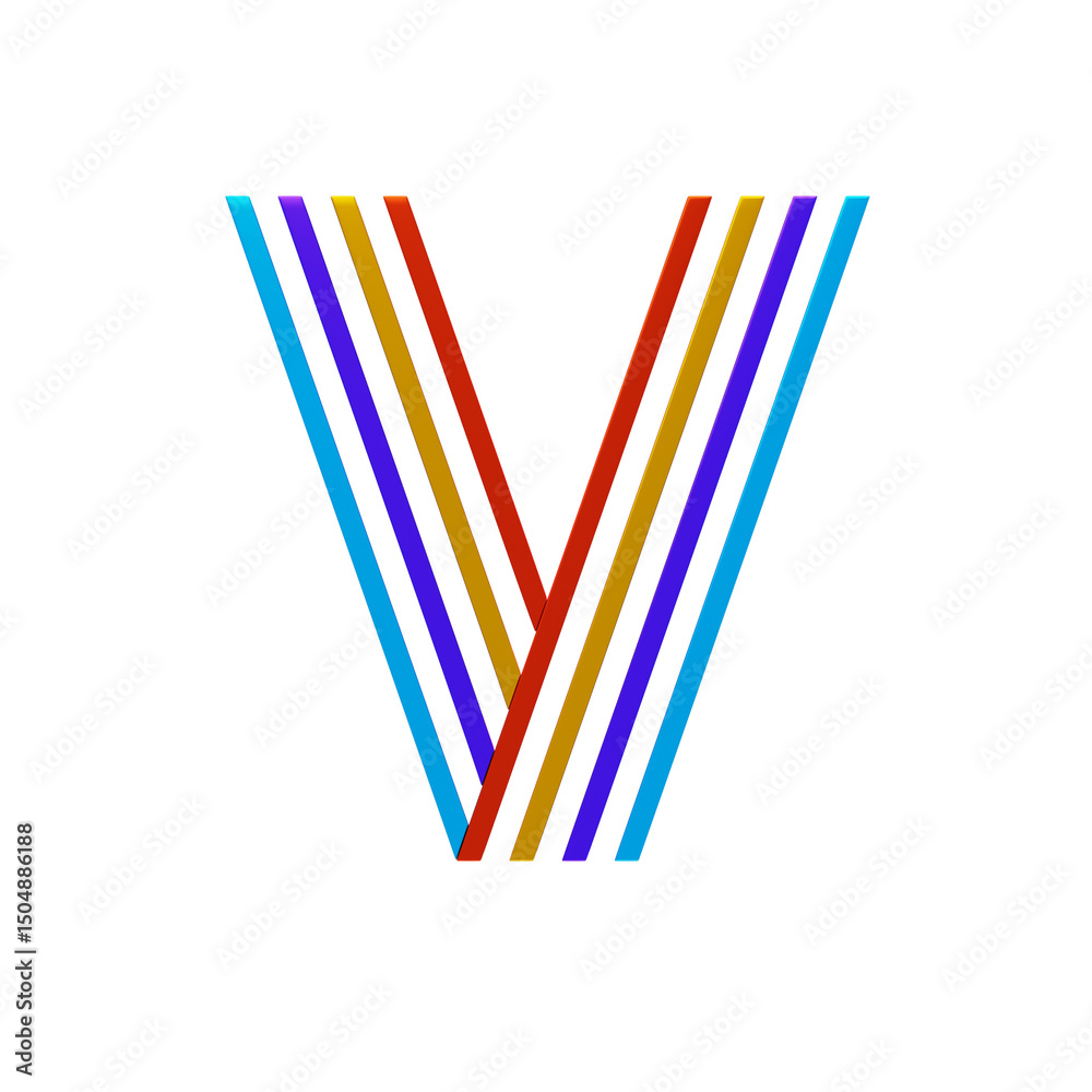 Fototapete v letter 3d shape parallel lines text
