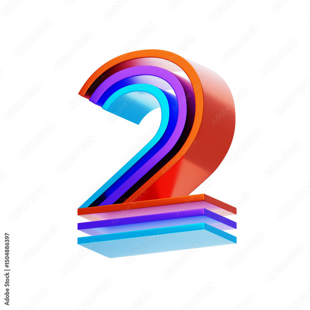 Fototapete 3d number 2 shape parallel lines text