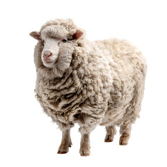 Arles Merino sheep standing calmly isolated on a transparent background 