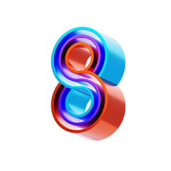 3D Number 8 Shape Parallel lines Text
