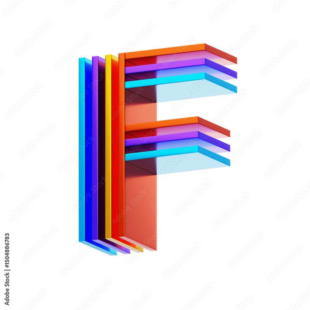Fototapete f letter 3d shape parallel lines text