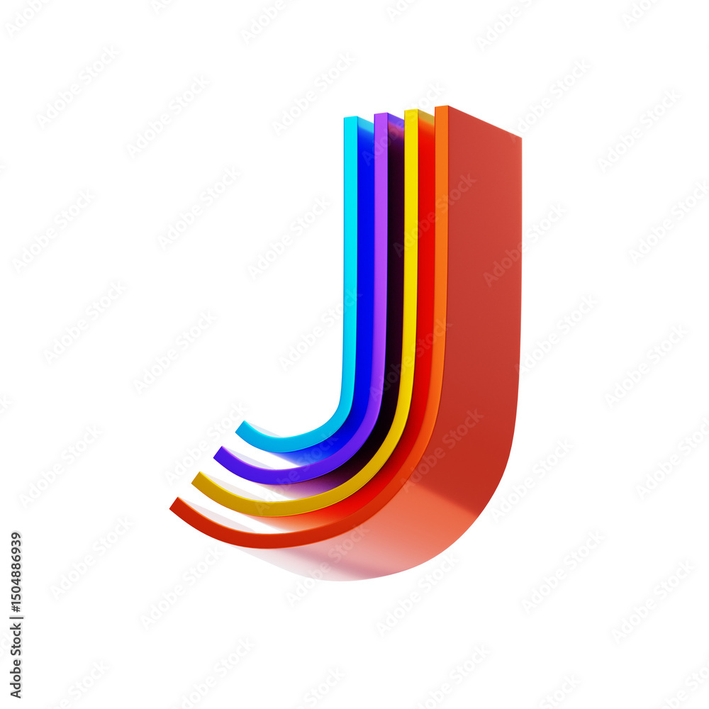 Fototapete j letter 3d shape parallel lines text