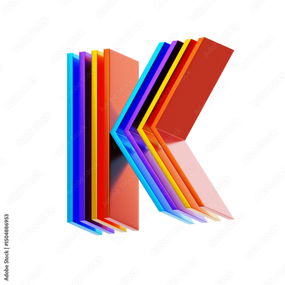 Fototapete k letter 3d shape parallel lines text
