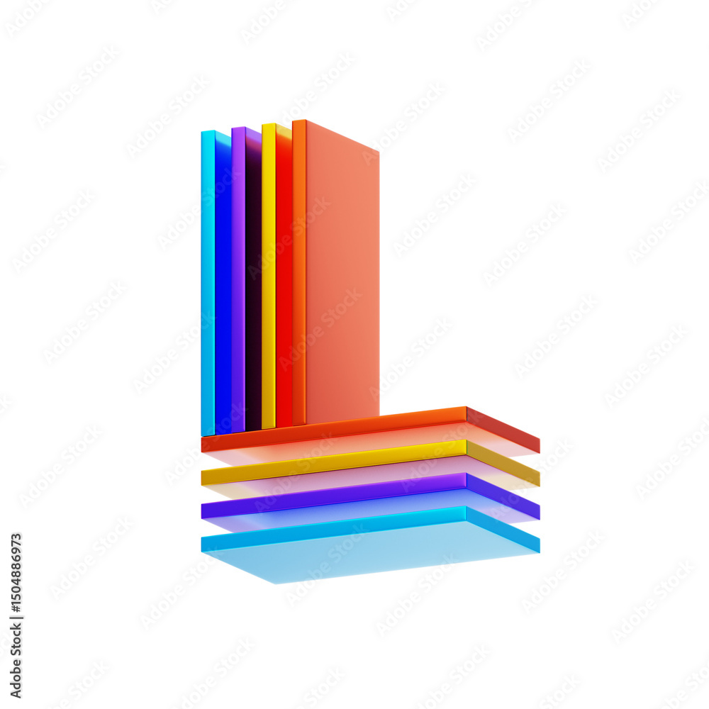 Fototapete l letter 3d shape parallel lines text