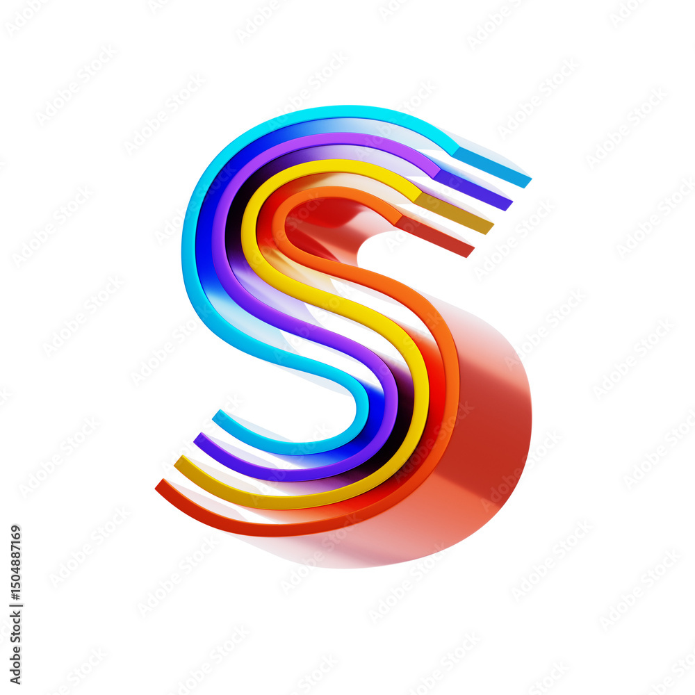 Fototapete s letter 3d shape parallel lines text