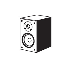 Obraz premium Vector illustration of a black and white silhouette loudspeaker for audio sound design