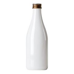 A white glass bottle with a metal screw cap.