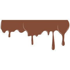 Milk Chocolate Drip. Melted chocolate dripping for corner, border, background illustration. Chocolate dripped. Melted Chocolate Drip Liquid Element.