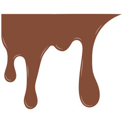 Milk Chocolate Drip. Melted chocolate dripping for corner, border, background illustration. Chocolate dripped. Melted Chocolate Drip Liquid Element.
