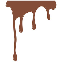 Milk Chocolate Drip. Melted chocolate dripping for corner, border, background illustration. Chocolate dripped. Melted Chocolate Drip Liquid Element.