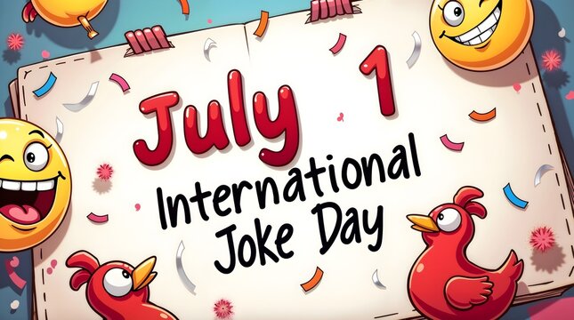International Joke Day July 1 Celebration - Funny Emoji and Humor Poster