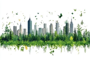 Fototapeta premium Eco Cityscape Green Urban Sustainable Future Buildings Nature