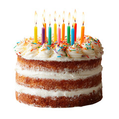  Birthday Cake with Candles on Transparent Background