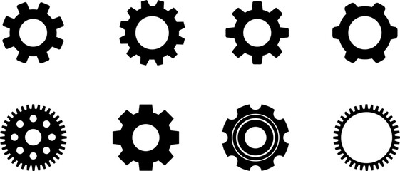 Set of gear icon. Gear setting icon. Black gear wheel icon. Cogwheel
