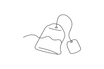 Minimalist simple herbal  teabag line art isolated graphic design element concept illustration icon