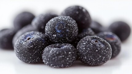 Frozen Blueberries Close Up Macro Shot Delicious