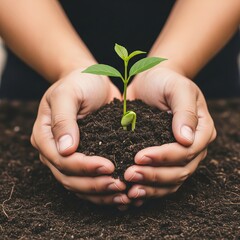 a person holding a plant in their hands