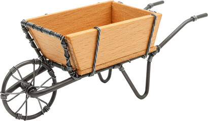 Miniature Wooden Wheelbarrow Crafted from Wire Rustic Farm Decor Garden Ornament