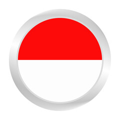 Flag of Indonesia. Circle flag icon logo. Round flag. Flag icon. Standard color. Digital illustration. Vector illustration.	