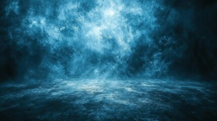 Dark Blue Moody Mysterious Foggy Background Studio