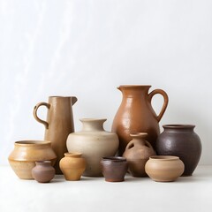 Various Ceramic Pottery Vases. Earthy color. Decor