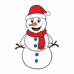 A happy, jolly snowman with a big smile, carrot nose, and twinkling eyes, wearing a top hat and scarf, spreading winter cheer to everyone he meets.
