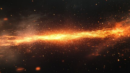 Fototapeta premium Fiery streaks of incandescent light against a dark background