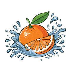 Clementine splash Colorful Vector in Adorable Comic Style with Expressive Lines.