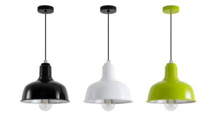Three Stylish Pendant Lights Black White Green Home Decor Lighting Fixtures,