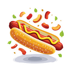 Hot Dogs with Sauce Splash creative isometric illustration with layered dimension and depth cues.