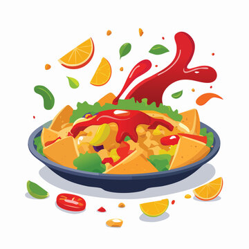 nachos with salsa and orange slices clip art preview