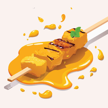 skewered tofu with honey sauce clip art preview