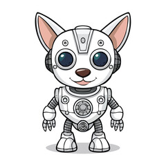 Fototapeta premium Chihuahua Robot vector illustration in hand-drawn sketch style with minimalist detail