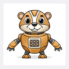 Fototapeta premium Gopher Robot vector illustration in hand-drawn sketch style with minimalist detail