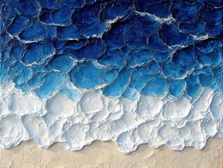 Ocean waves abstract art painting texture blue white
