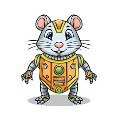 Gerbil Robot vector illustration in hand-drawn sketch style with minimalist detail