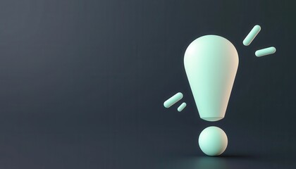 A glowing 3D exclamation mark with dynamic lines on a dark background, symbolizing alert, idea, or attention.