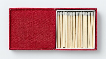 Wooden matches in a red box.