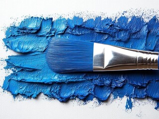 Blue paint strokes with brush artistic texture