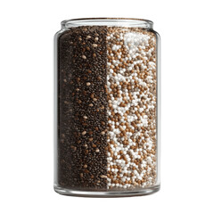 Chia Seeds and Millet Grains in a Glass Jar -