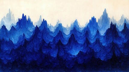 Abstract Blue Mountain Range Digital Art Print