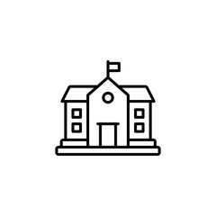  School Building icon vector. in line style design on white background. vector illustration