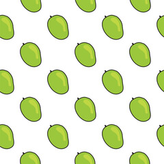 green mango repeated pattern design, vector seamless pattern of mango